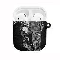 Hawaiian Manta Ray Tribal AirPods Case Polynesian Art Motifs Black Color