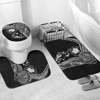 Hawaiian Manta Ray Tribal Bathroom Set Polynesian Art Motifs Black Color