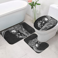 Hawaiian Manta Ray Tribal Bathroom Set Polynesian Art Motifs Black Color