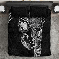 Hawaiian Manta Ray Tribal Bedding Set Polynesian Art Motifs Black Color