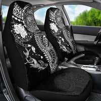 Hawaiian Manta Ray Tribal Car Seat Cover Polynesian Art Motifs Black Color