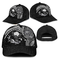 Hawaiian Manta Ray Tribal Classic Cap Polynesian Art Motifs Black Color