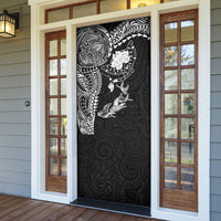 Hawaiian Manta Ray Tribal Door Cover Polynesian Art Motifs Black Color