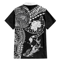 Hawaiian Manta Ray Tribal Hawaiian Shirt Polynesian Art Motifs Black Color