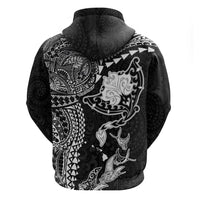 Hawaiian Manta Ray Tribal Hoodie Polynesian Art Motifs Black Color