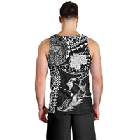 Hawaiian Manta Ray Tribal Men Tank Top Polynesian Art Motifs Black Color