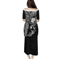 Hawaiian Manta Ray Tribal Puletasi Polynesian Art Motifs Black Color