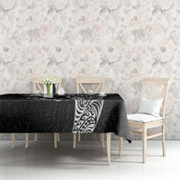 Hawaiian Manta Ray Tribal Tablecloth Polynesian Art Motifs Black Color