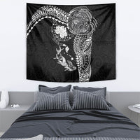 Hawaiian Manta Ray Tribal Tapestry Polynesian Art Motifs Black Color