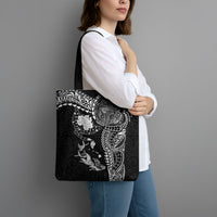 Hawaiian Manta Ray Tribal Tote Bag Polynesian Art Motifs Black Color