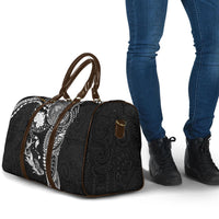 Hawaiian Manta Ray Tribal Travel Bag Polynesian Art Motifs Black Color