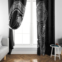 Hawaiian Manta Ray Tribal Window Curtain Polynesian Art Motifs Black Color