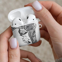 Hawaiian Manta Ray Tribal AirPods Case Polynesian Art Motifs White Color