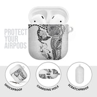 Hawaiian Manta Ray Tribal AirPods Case Polynesian Art Motifs White Color