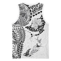 Hawaiian Manta Ray Tribal Basketball Jersey Polynesian Art Motifs White Color