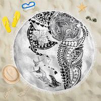 Hawaiian Manta Ray Tribal Beach Blanket Polynesian Art Motifs White Color
