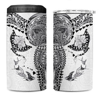 Hawaiian Manta Ray Tribal 4 in 1 Can Cooler Tumbler Polynesian Art Motifs White Color
