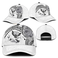 Hawaiian Manta Ray Tribal Classic Cap Polynesian Art Motifs White Color