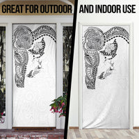 Hawaiian Manta Ray Tribal Door Cover Polynesian Art Motifs White Color