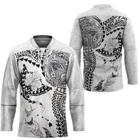 Hawaiian Manta Ray Tribal Hockey Jersey Polynesian Art Motifs White Color