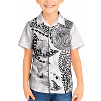 Hawaiian Manta Ray Tribal Kid Hawaiian Shirt Polynesian Art Motifs White Color LT03 Kid White - Polynesian Pride