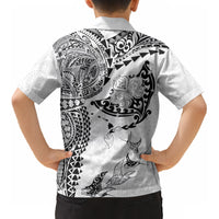 Hawaiian Manta Ray Tribal Kid Hawaiian Shirt Polynesian Art Motifs White Color LT03 - Polynesian Pride