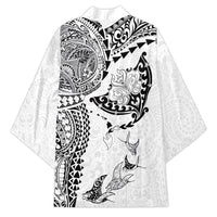 Hawaiian Manta Ray Tribal Kimono Polynesian Art Motifs White Color