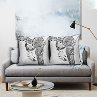 Hawaiian Manta Ray Tribal Pillow Cover Polynesian Art Motifs White Color