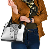 Hawaiian Manta Ray Tribal Shoulder Handbag Polynesian Art Motifs White Color