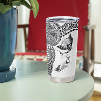 Hawaiian Manta Ray Tribal Tumbler Cup Polynesian Art Motifs White Color
