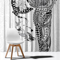 Hawaiian Manta Ray Tribal Window Curtain Polynesian Art Motifs White Color