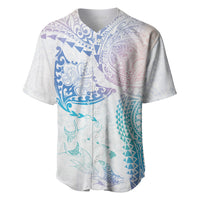 Hawaiian Manta Ray Tribal Baseball Jersey Polynesian Art Motifs Sweet Pastel