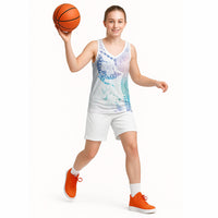 Hawaiian Manta Ray Tribal Basketball Jersey Polynesian Art Motifs Sweet Pastel