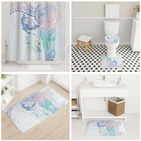 Hawaiian Manta Ray Tribal Bathroom Set Polynesian Art Motifs Sweet Pastel