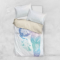Hawaiian Manta Ray Tribal Bedding Set Polynesian Art Motifs Sweet Pastel