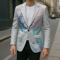 Hawaiian Manta Ray Tribal Blazer Polynesian Art Motifs Sweet Pastel