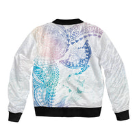 Hawaiian Manta Ray Tribal Bomber Jacket Polynesian Art Motifs Sweet Pastel