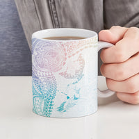 Hawaiian Manta Ray Tribal Ceramic Mug Polynesian Art Motifs Sweet Pastel