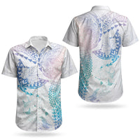 Hawaiian Manta Ray Tribal Couples Matching Off Shoulder Maxi Dress and Hawaiian Shirt Polynesian Art Motifs Sweet Pastel LT03 - Polynesian Pride