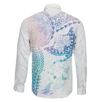 Hawaiian Manta Ray Tribal Family Matching Off Shoulder Maxi Dress and Hawaiian Shirt Polynesian Art Motifs Sweet Pastel