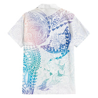 Hawaiian Manta Ray Tribal Family Matching Puletasi and Hawaiian Shirt Polynesian Art Motifs Sweet Pastel
