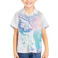 Hawaiian Manta Ray Tribal Kid Hawaiian Shirt Polynesian Art Motifs Sweet Pastel