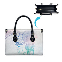 Hawaiian Manta Ray Tribal Leather Bag Polynesian Art Motifs Sweet Pastel