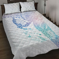 Hawaiian Manta Ray Tribal Quilt Bed Set Polynesian Art Motifs Sweet Pastel