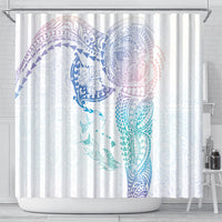 Hawaiian Manta Ray Tribal Shower Curtain Polynesian Art Motifs Sweet Pastel