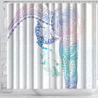 Hawaiian Manta Ray Tribal Shower Curtain Polynesian Art Motifs Sweet Pastel