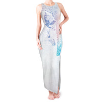 Hawaiian Manta Ray Tribal Tank Maxi Dress Polynesian Art Motifs Sweet Pastel