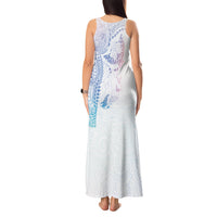 Hawaiian Manta Ray Tribal Tank Maxi Dress Polynesian Art Motifs Sweet Pastel