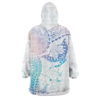 Hawaiian Manta Ray Tribal Wearable Blanket Hoodie Polynesian Art Motifs Sweet Pastel