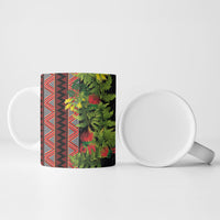Maori Tukutuku Ceramic Mug with Ferns Pohutukawa and Kowhai Tribal Moko Patterns